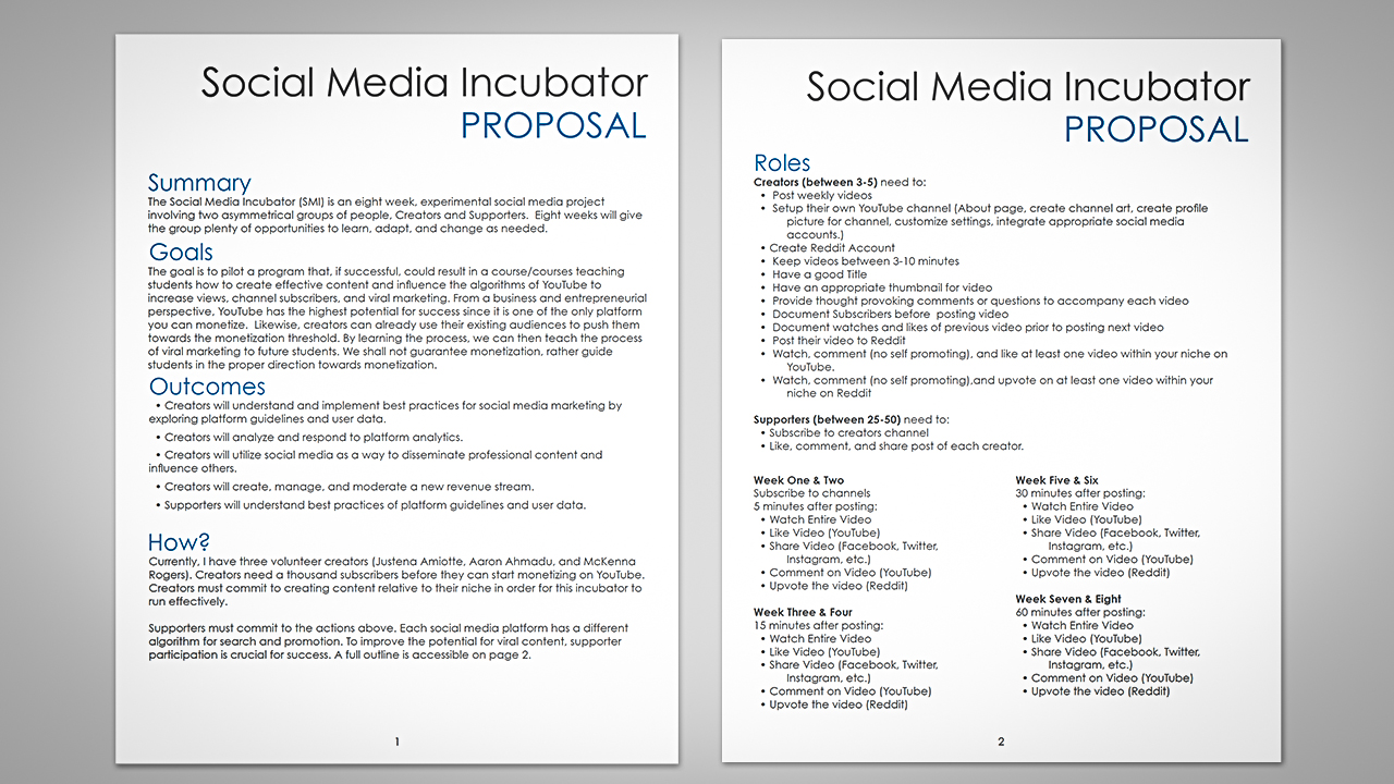 Social Media Incubator Proposal